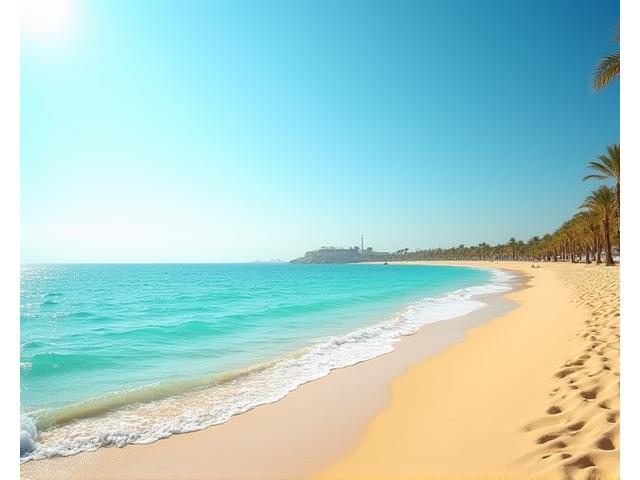 Serene sandy beach and clear blue waters along the Ajman coastline