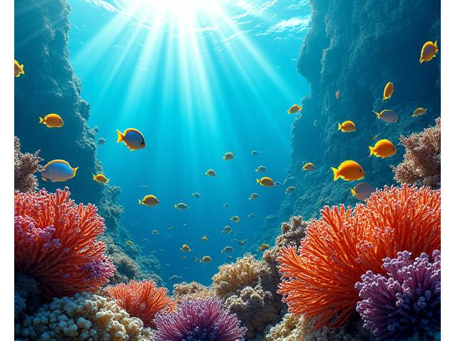 Underwater scene with vibrant coral and marine life, reflecting Fujairah's diving appeal