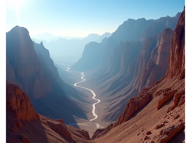 Dramatic view of Jebel Jais mountains with winding roads and adventure activities in Ras Al Khaimah