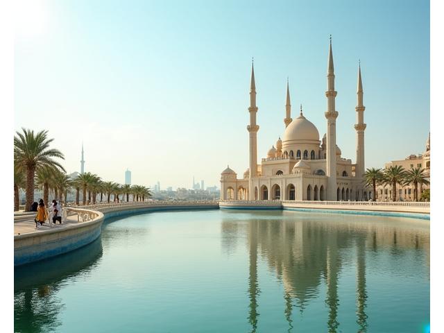 The Al Noor Mosque and Buhairah Corniche in Sharjah, reflecting its cultural heritage